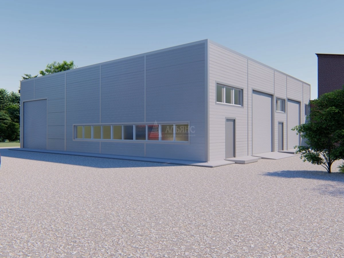 3D визуализация Гаражный бокс из сэндвич панелей - фото 8