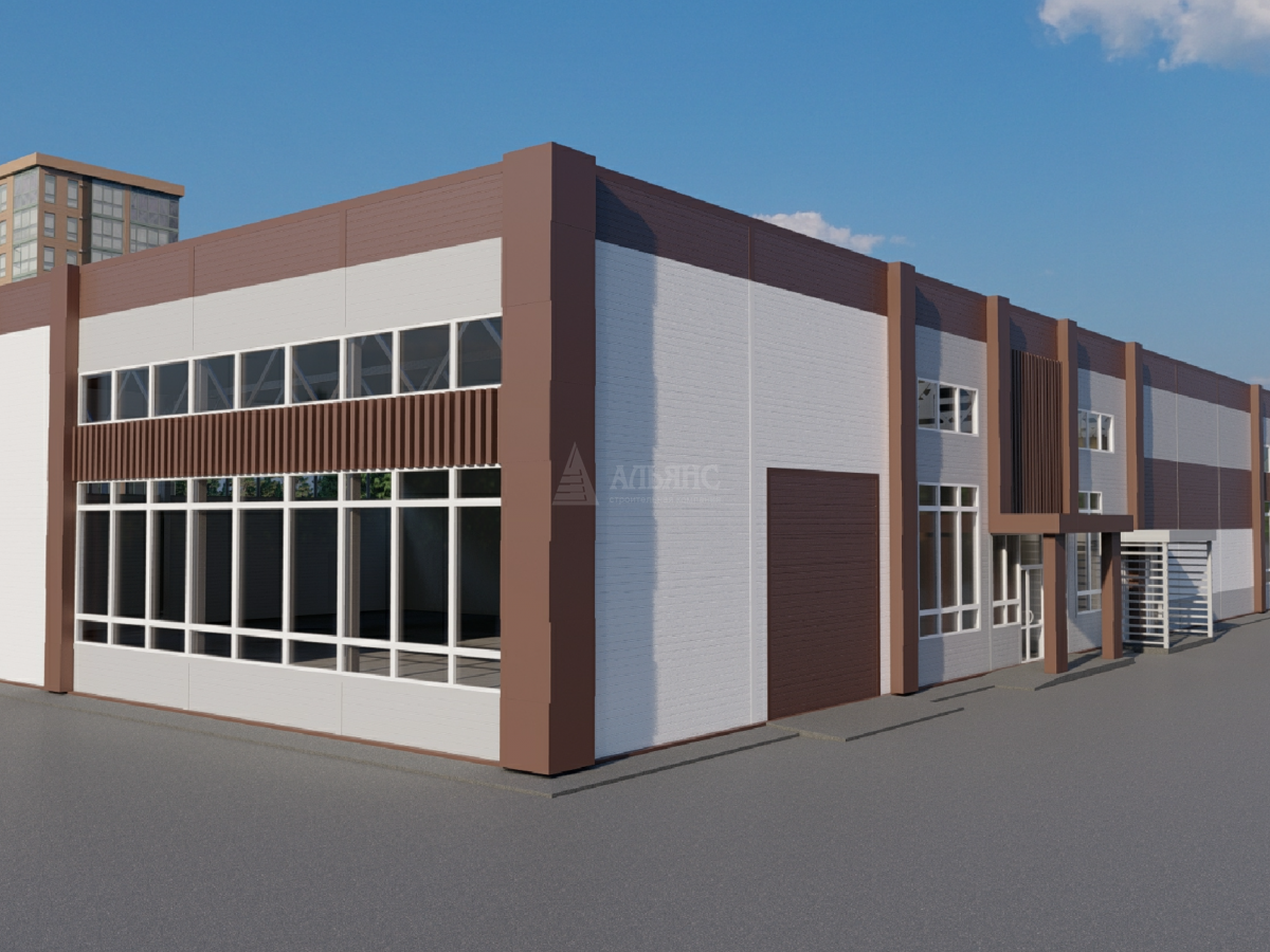 3D визуализация Торговый центр из сэндвич-панелей - фото 1