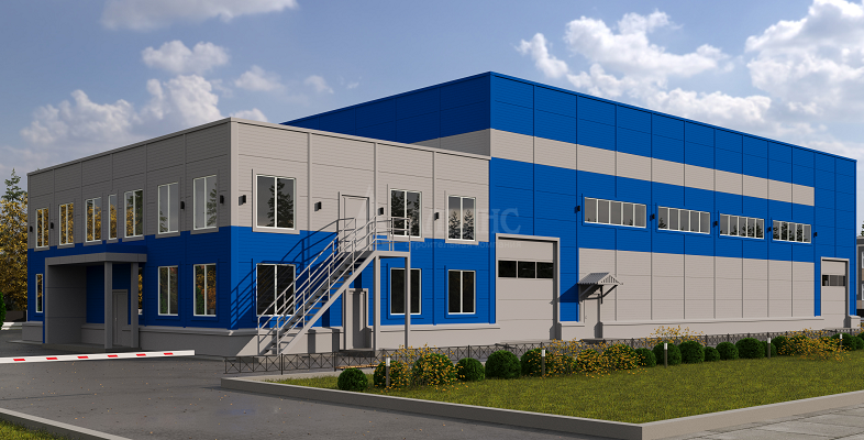 3D визуализация Производственное здание из сэндвич-панелей  - фото 1